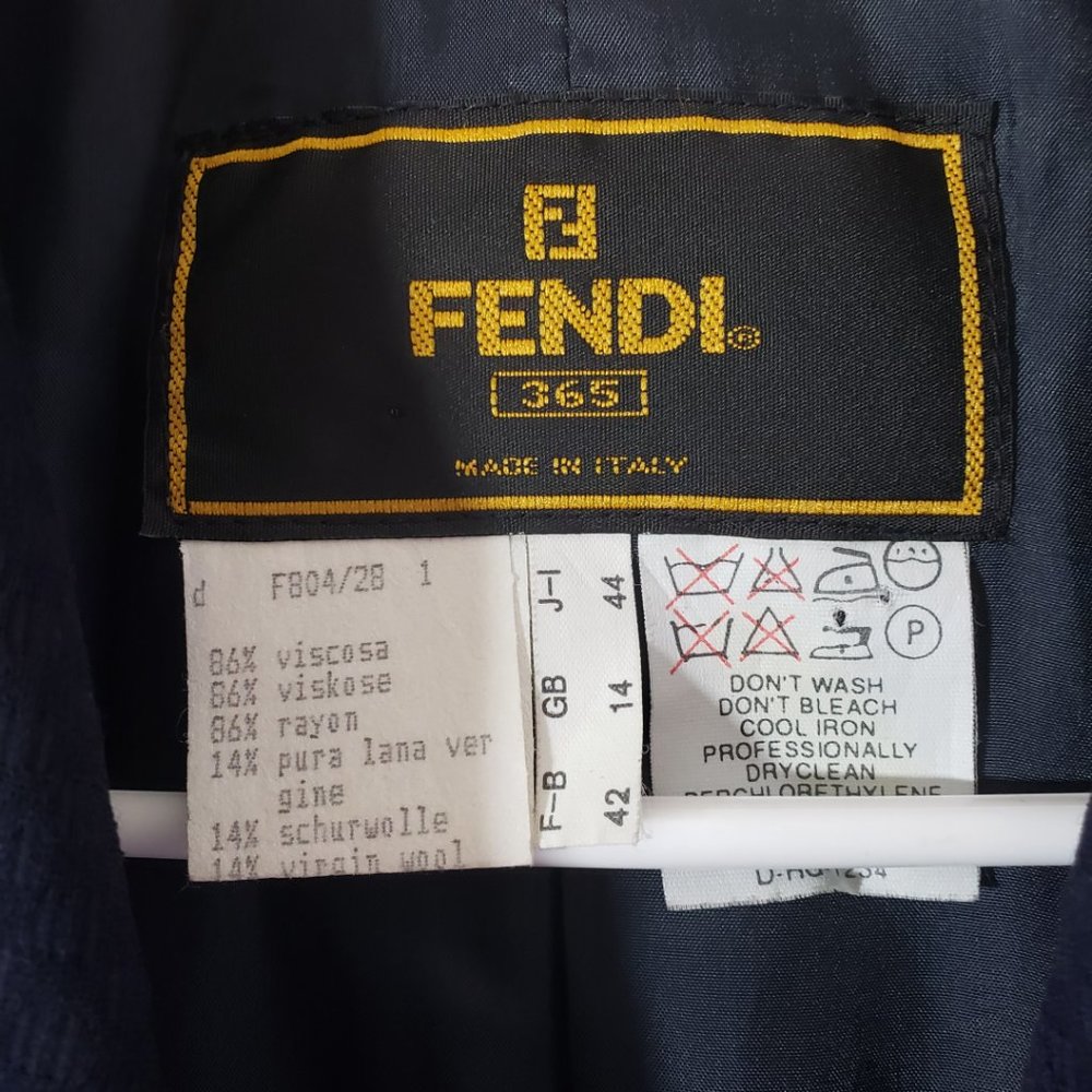 FENDI 365 Size 10 Navy Solid Button Front, Textured Jacket EUC - Picture 4 of 6